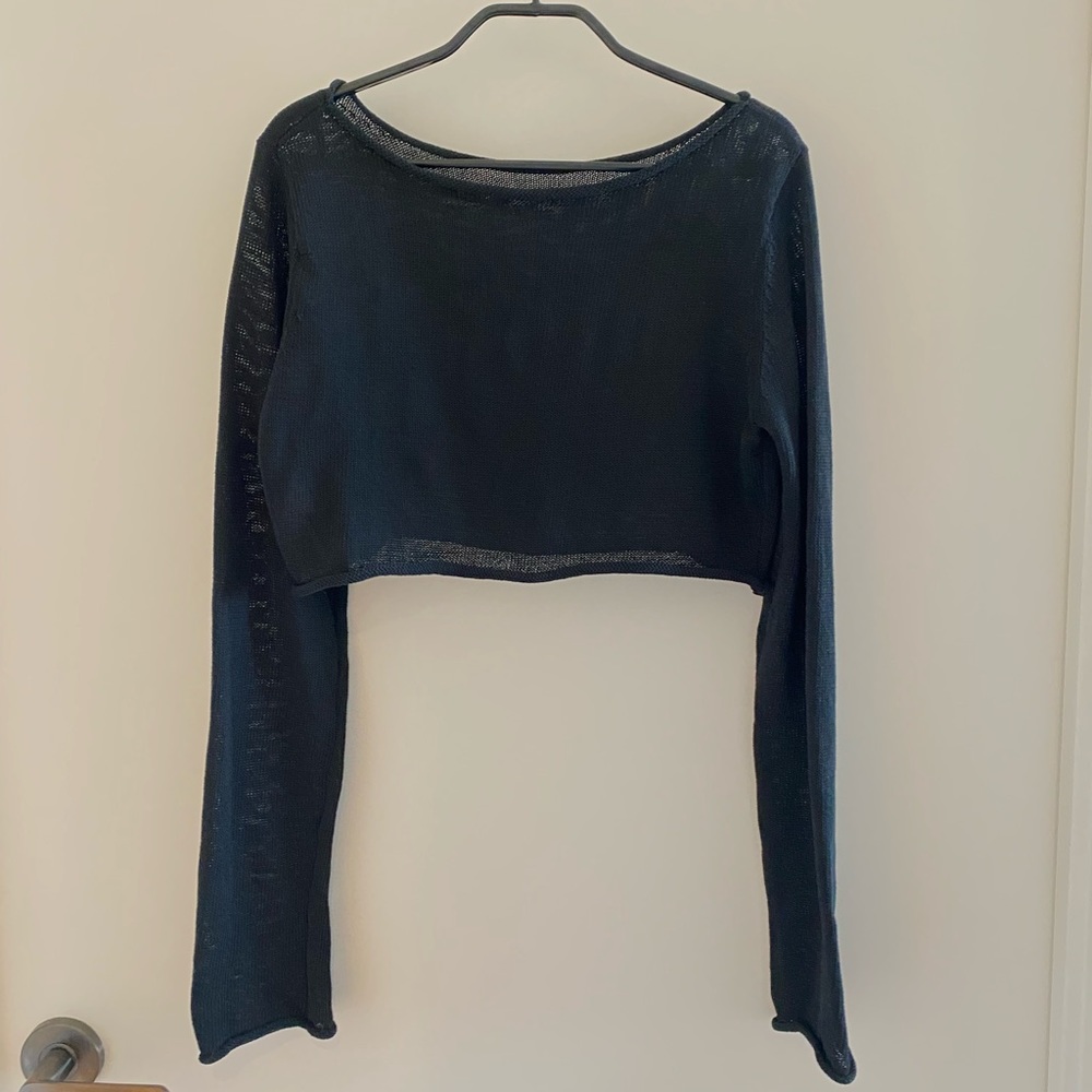 Black Knitted Crop Sweater S/M